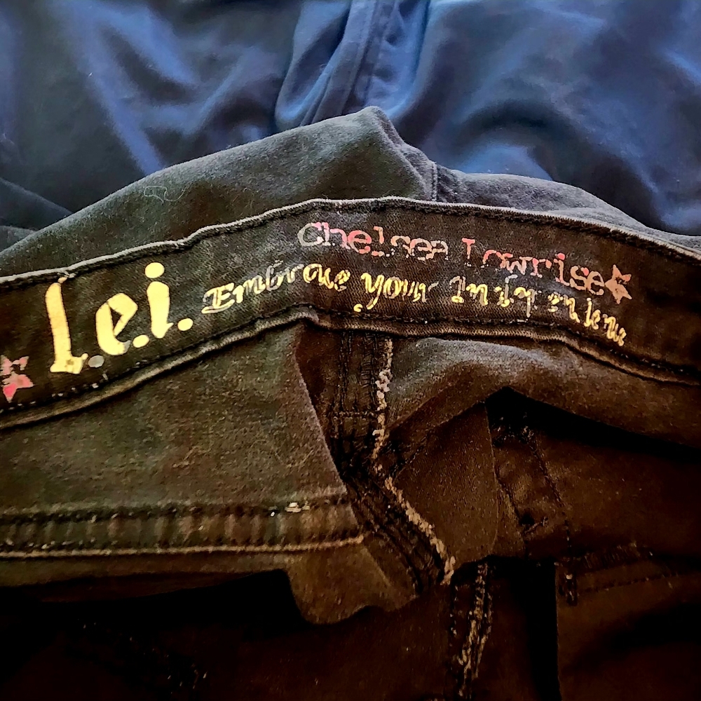 VINTAGE 90s Y2k Jeans LEI Chelsea Lowrise Black Jr. Size 17 Pants Pockets - Picture 3 of 7